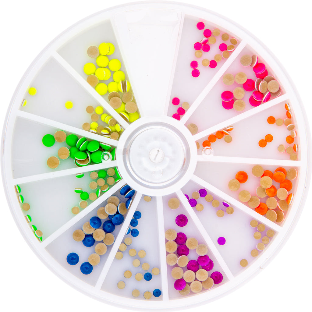 117508 Neon Studs 240 pcs 6 colours in 2 sizes each colour