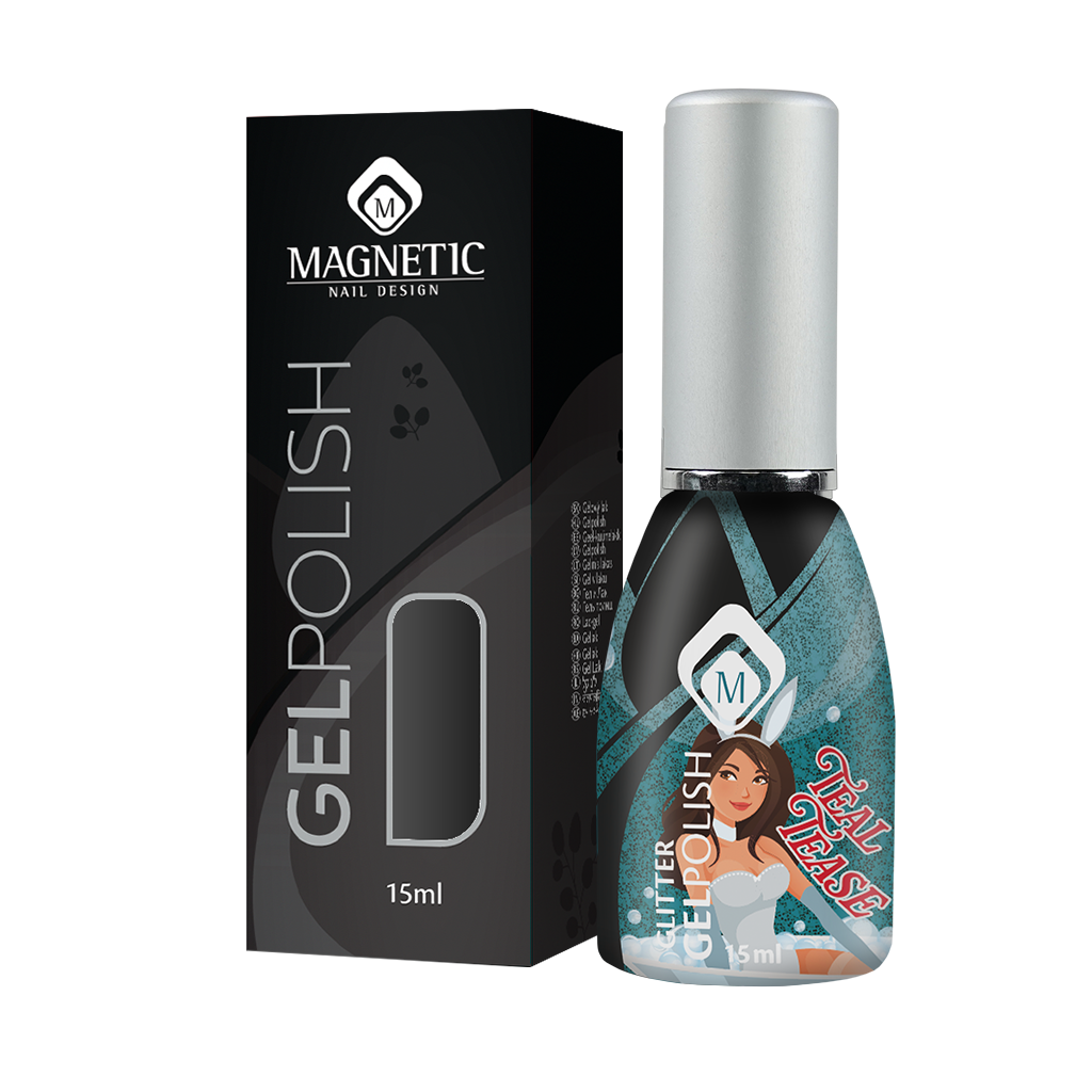 1033580 Gelpolish Teal Tease  Glitter 15ml (free of TPO)