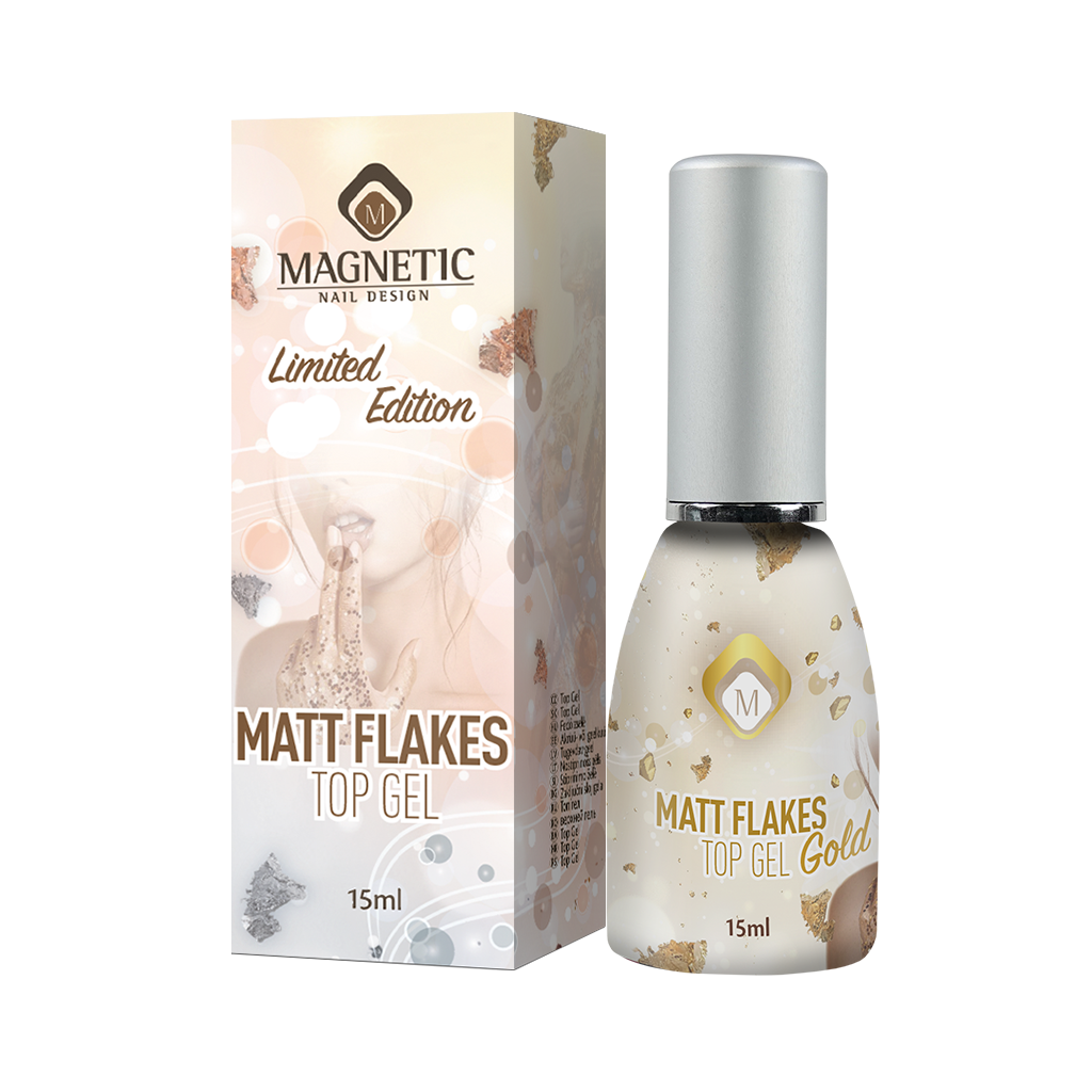 104023 Matte Flakes Gold Top Gel 15ml