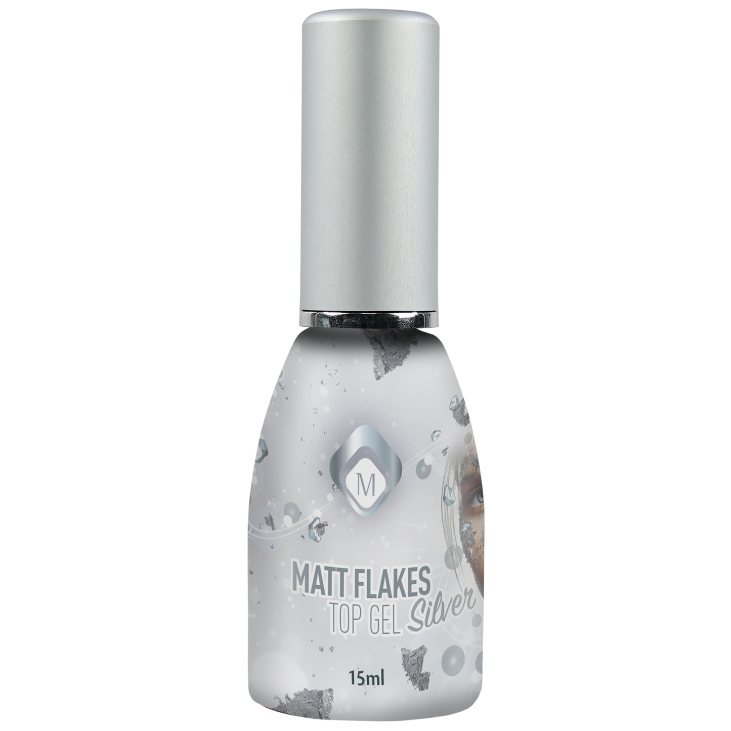 104025 Matte Flakes Silver Top Gel 15ml