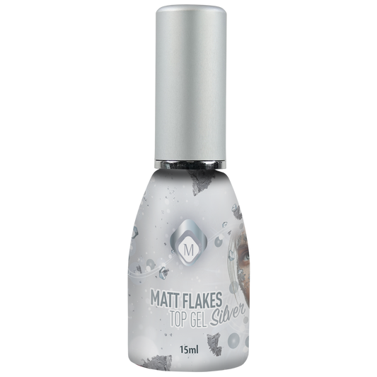 104025 Matte Flakes Silver Top Gel 15ml