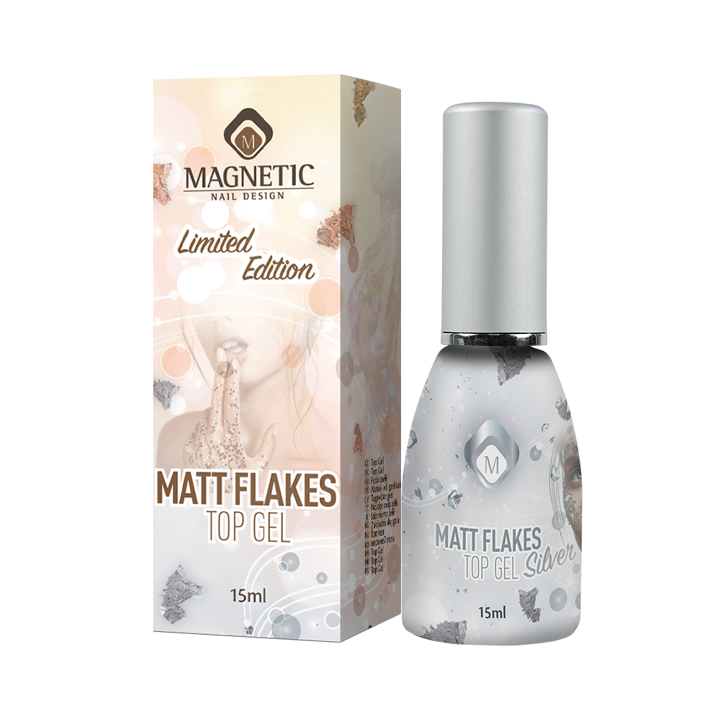 104025 Matte Flakes Silver Top Gel 15ml