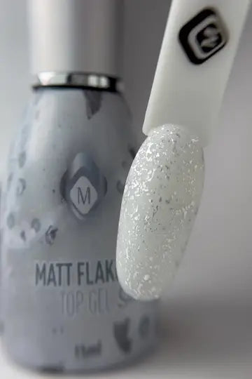 104025 Matte Flakes Silver Top Gel 15ml