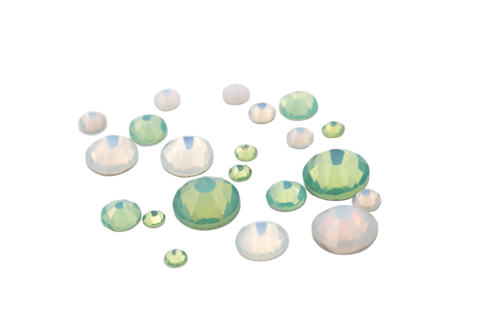 118320 Frosted Rhinestones White & Green 6 sizes 270 pcs