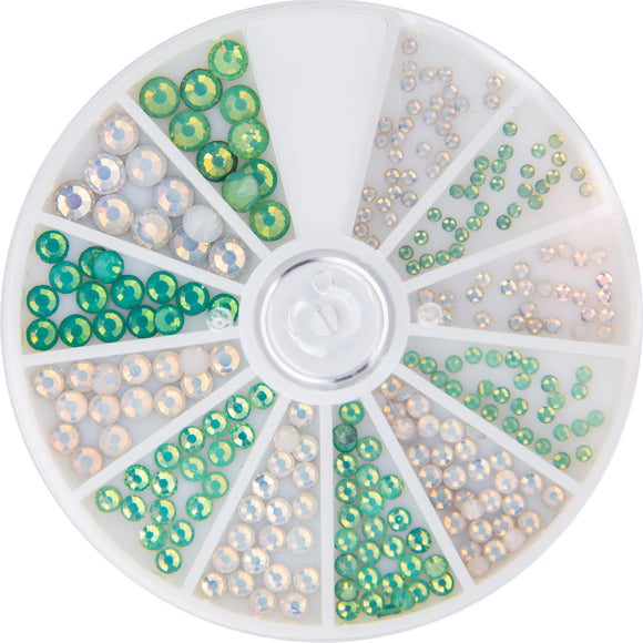 118320 Frosted Rhinestones White & Green 6 sizes 270 pcs