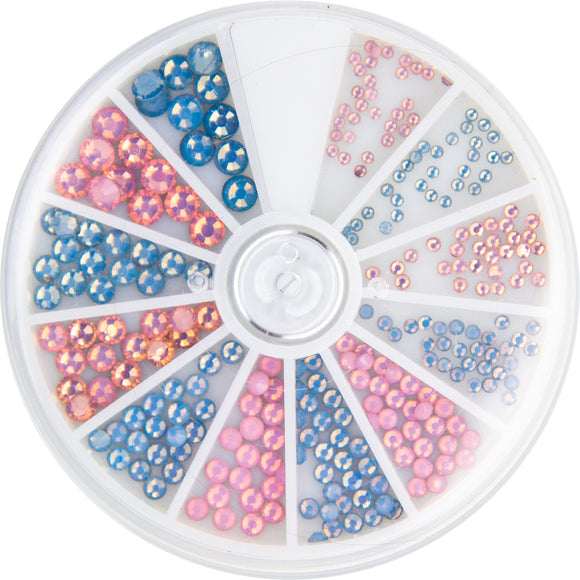 118321 Frosted Rhinestones Pink and Blue 6 sizes 270 pcs